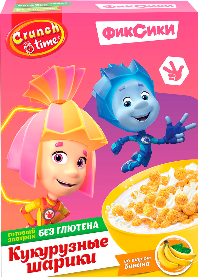 Готовый завтрак CRUNCH TIME Фиксики, шарики кукурузные, 170г, предпросмотр