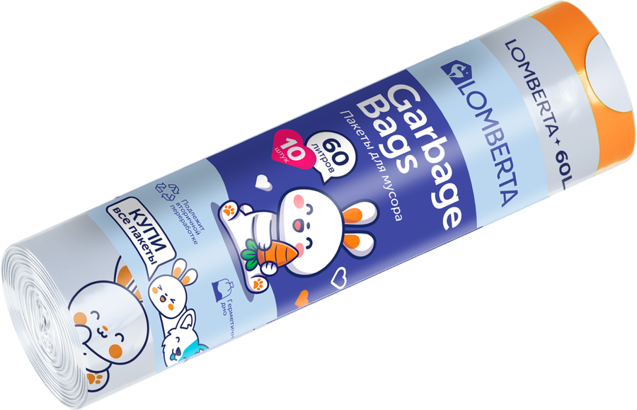 Пакет для мусора LOMBERTA Anime 55x64см, с затяжкой, 60л, Арт. 723233, 10шт, предпросмотр