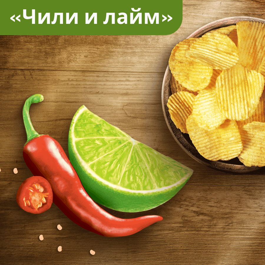 Чипсы картофельные LAY'S Рифленые, Чили–лайм, 125г, превью