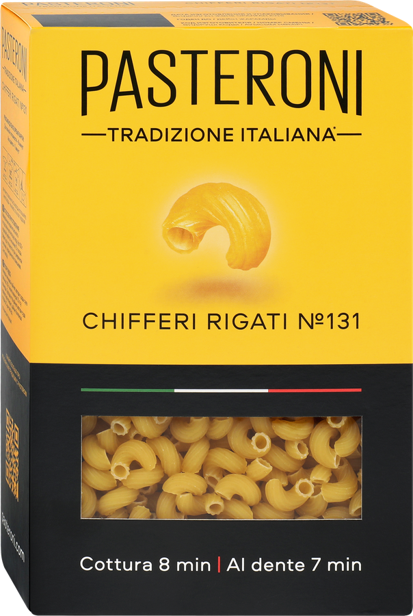 Макароны PASTERONI Chifferi Rigati №131, из твердых сортов пшеницы группа А, 400г, превью