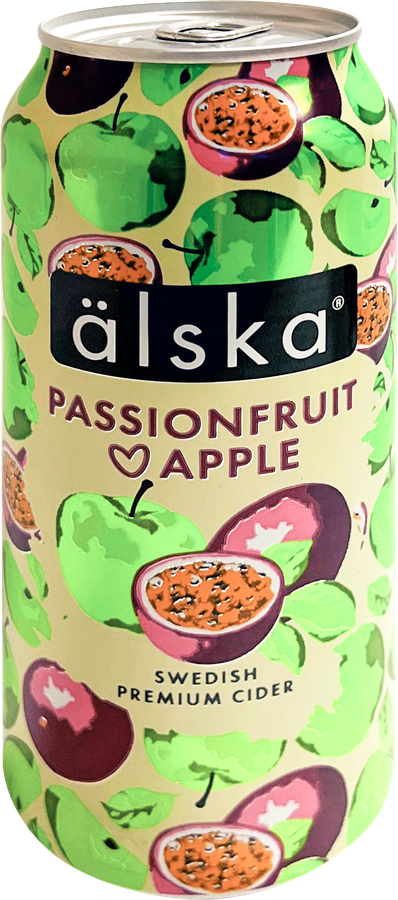 Сидр фруктовый ALSKA со вкусом яблока и маракуйи 4%, 0.44л, превью