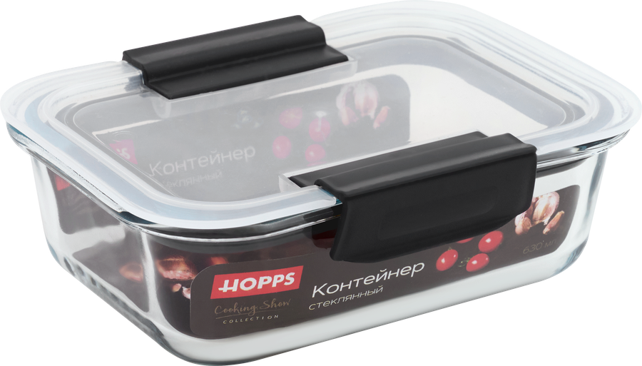 Контейнер HOPPS Cooking Show, стеклянный, с герметичной крышкой, 630мл, Арт. SK630/18, превью