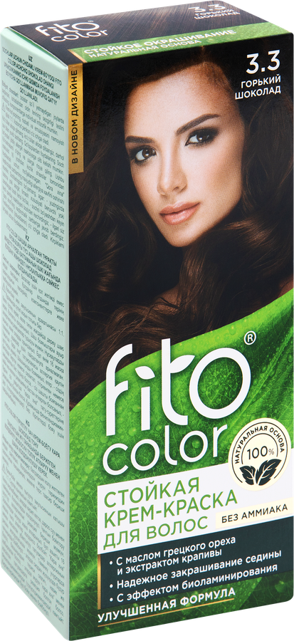 Крем-краска для волос ФИТОКОСМЕТИК Fitocolor, тон 3.3 Горький шоколад, 115мл, предпросмотр