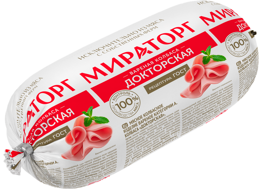 Колбаса вареная МИРАТОРГ Докторская, 400г, превью