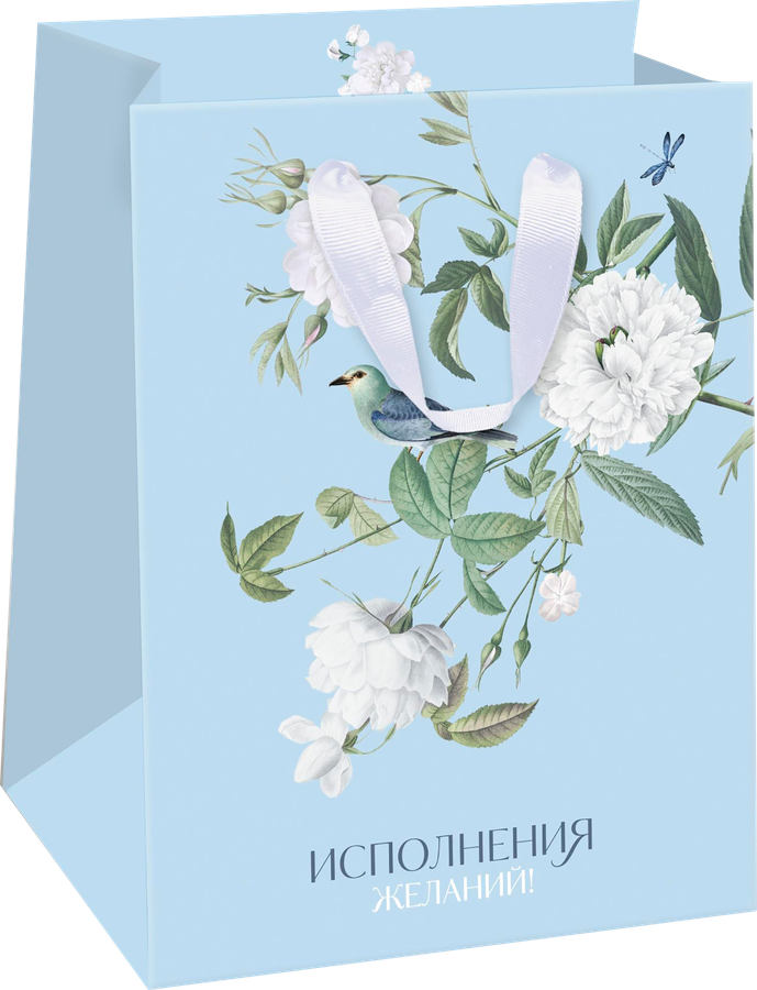 Пакет подарочный ПАКЕТИКО Blue bird, 14х19х9см, Арт. SN, предпросмотр
