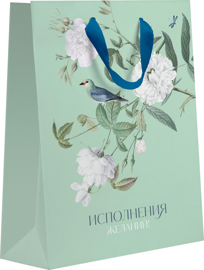 Пакет подарочный ПАКЕТИКО Blue bird, 41х31х10см, Арт. XL, превью