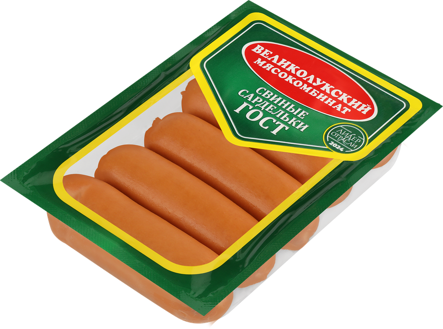Сардельки МК ВЕЛИКОЛУКСКИЙ Свиные ГОСТ, 500г, предпросмотр