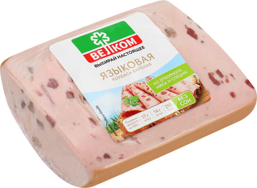 Колбаса вареная ВЕЛКОМ Языковая, 400г, предпросмотр