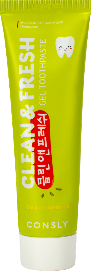 Зубная паста CONSLY Clean&Fresh Бамбук, зеленый чай, гелевая, 105г, превью
