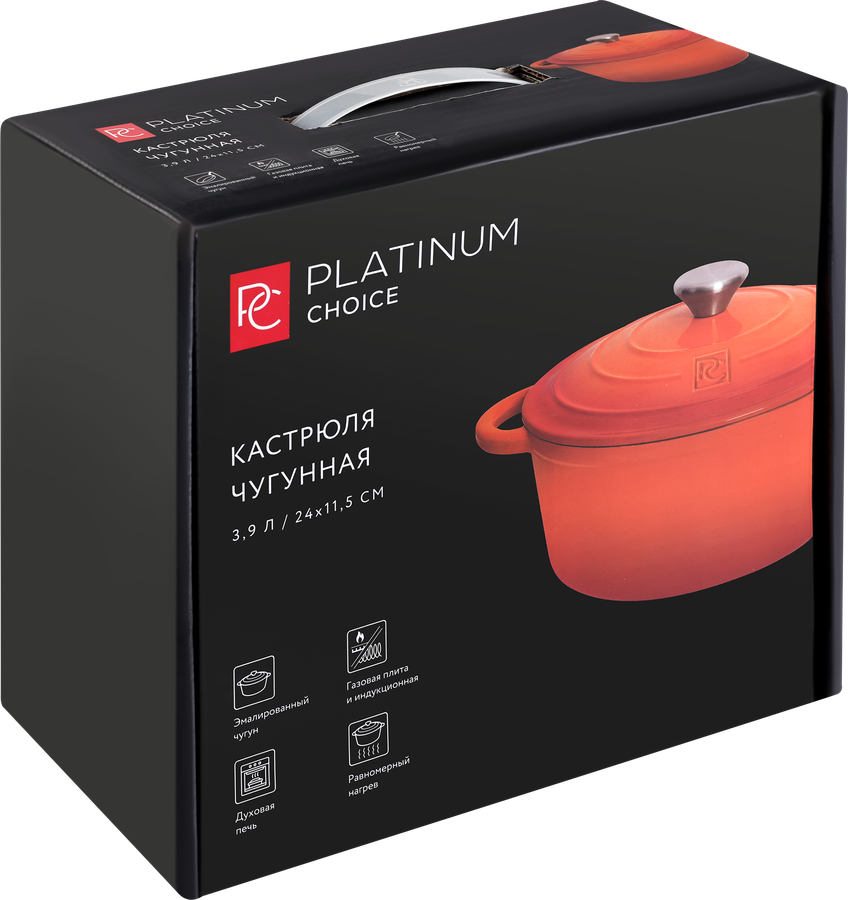 Кастрюля PLATINUM CHOICE индукция, эмаль, чугун, 3.9л, Арт. RL-CI2, превью