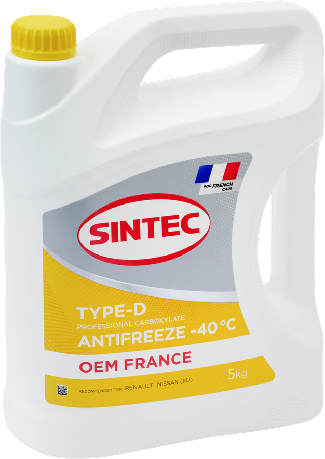 Антифриз SINTEC Oem France Type-D yellow до -40, 5кг, предпросмотр