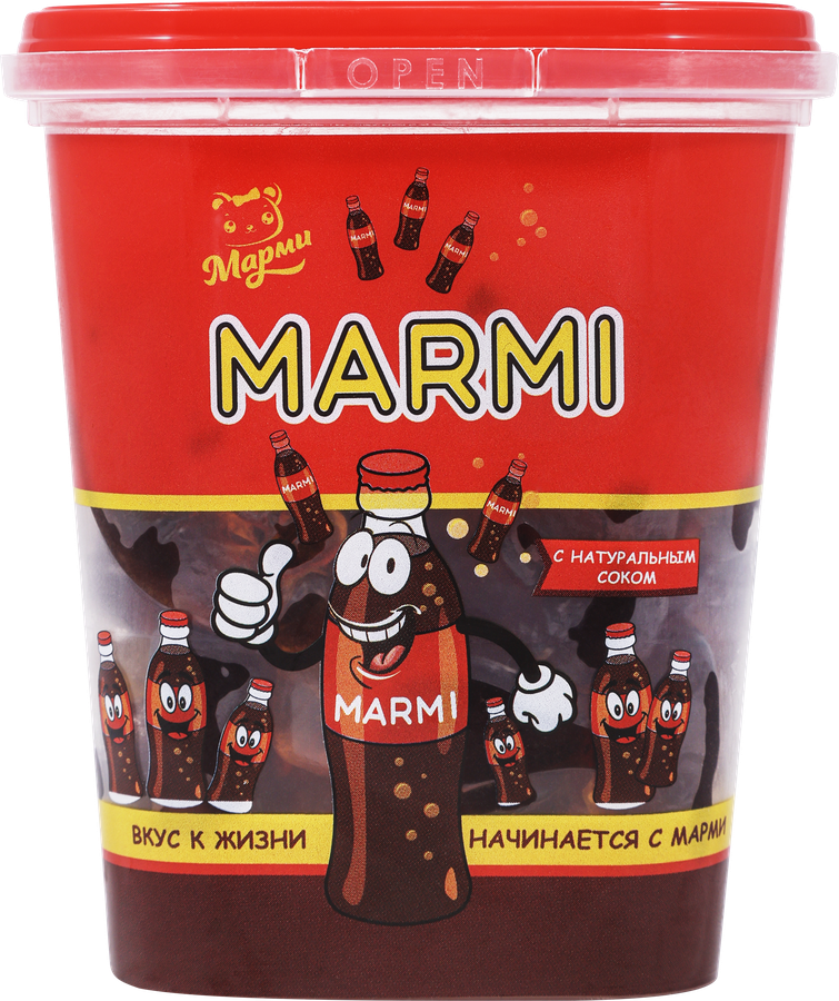 Мармелад жевательный МАРМИ с соком в форме бутылочки колы, 250г, превью