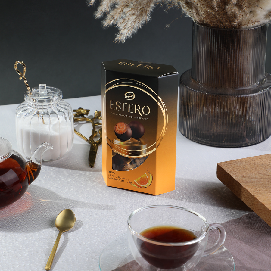 Конфеты ESFERO из молочного шоколада со вкусом апельсин-просекко, 186г, превью