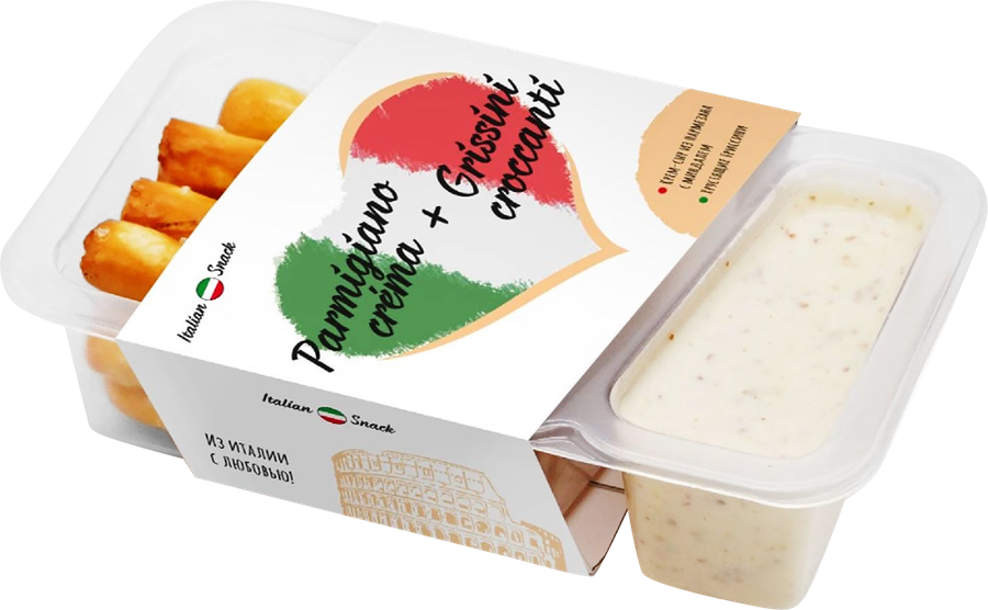Крем-сыр ITALIAN SNACK Пармезан с миндалем и хлебными палочками, без змж, 50г, превью
