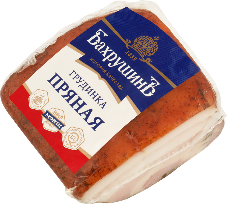 Грудинка варено-копченая БАХРУШИНЪ Пряная, весовая, предпросмотр