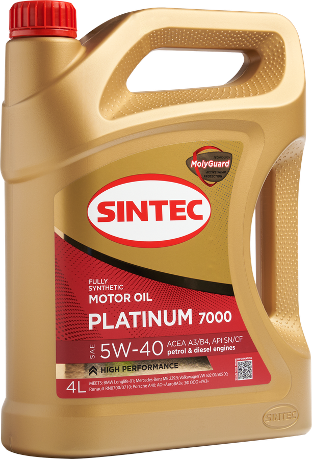 Масло моторное SINTEC Platinum 7000 Акция 4+1&nbsp;5W-40&nbsp;A3/B4&nbsp;SN/CF, 4л, предпросмотр