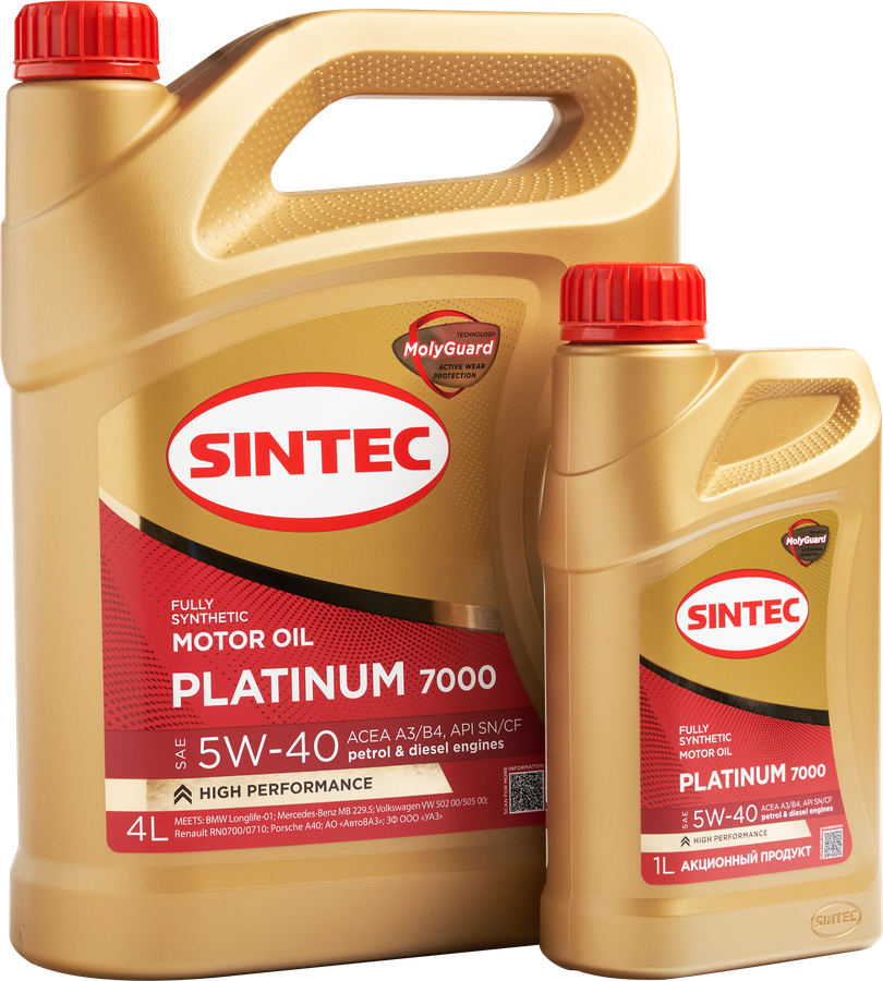 Масло моторное SINTEC Platinum 7000 Акция 4+1&nbsp;5W-40&nbsp;A3/B4&nbsp;SN/CF, 4л, предпросмотр