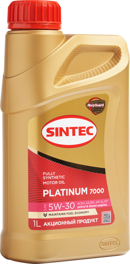 Масло моторное SINTEC Platinum 7000 Акция 4+1 5W-30&nbsp;A5/B5&nbsp;SL/CF, 4л, предпросмотр