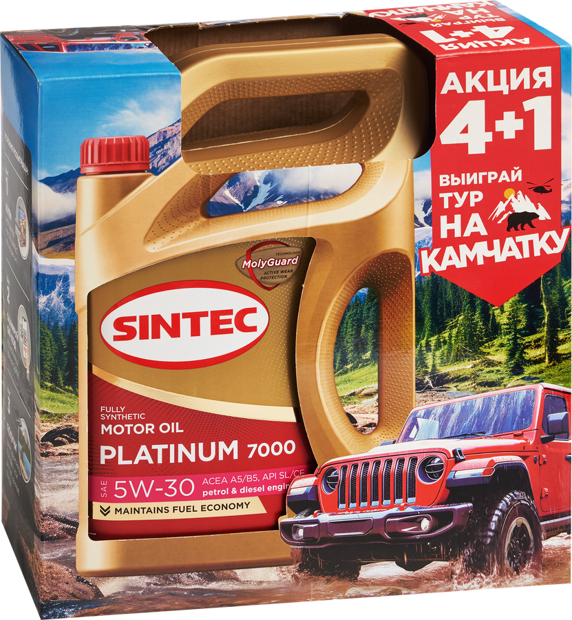 Масло моторное SINTEC Platinum 7000 Акция 4+1 5W-30&nbsp;A5/B5&nbsp;SL/CF, 4л, превью
