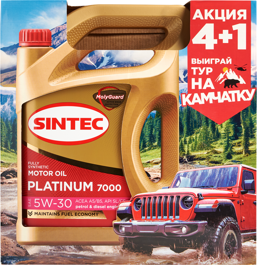 Масло моторное SINTEC Platinum 7000 Акция 4+1 5W-30&nbsp;A5/B5&nbsp;SL/CF, 4л, предпросмотр