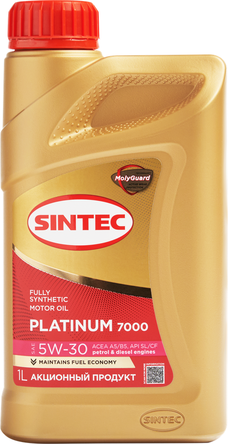Масло моторное SINTEC Platinum 7000 Акция 4+1 5W-30&nbsp;A5/B5&nbsp;SL/CF, 4л, превью