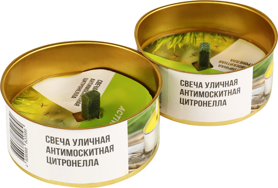 Свеча антимоскитная ACTIWELL Уличная с ароматом цитронелла 10х10х4,5см, 2х120г, превью