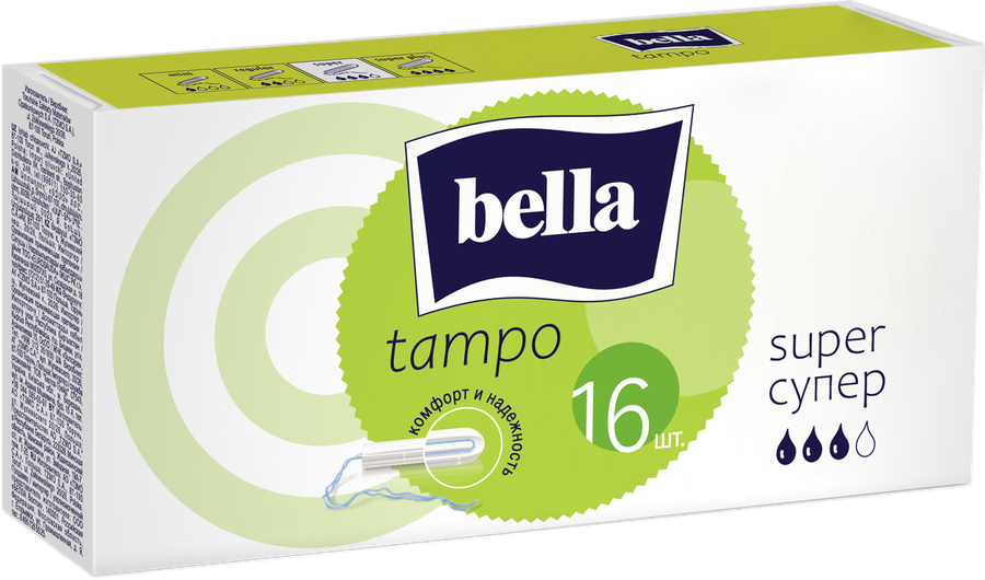 Тампоны BELLA Tampo Super, без аппликатора, 16шт, предпросмотр