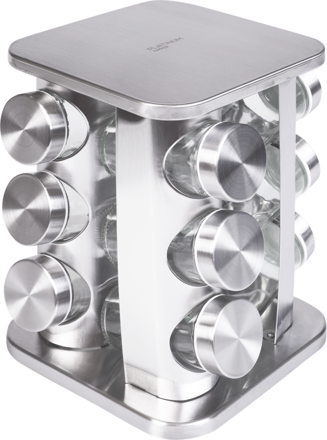 Набор банок для специй PLATINUM CHOICE Smart Cook, на подставке, нержавеющая сталь, Арт. SNL-1, 12шт, превью