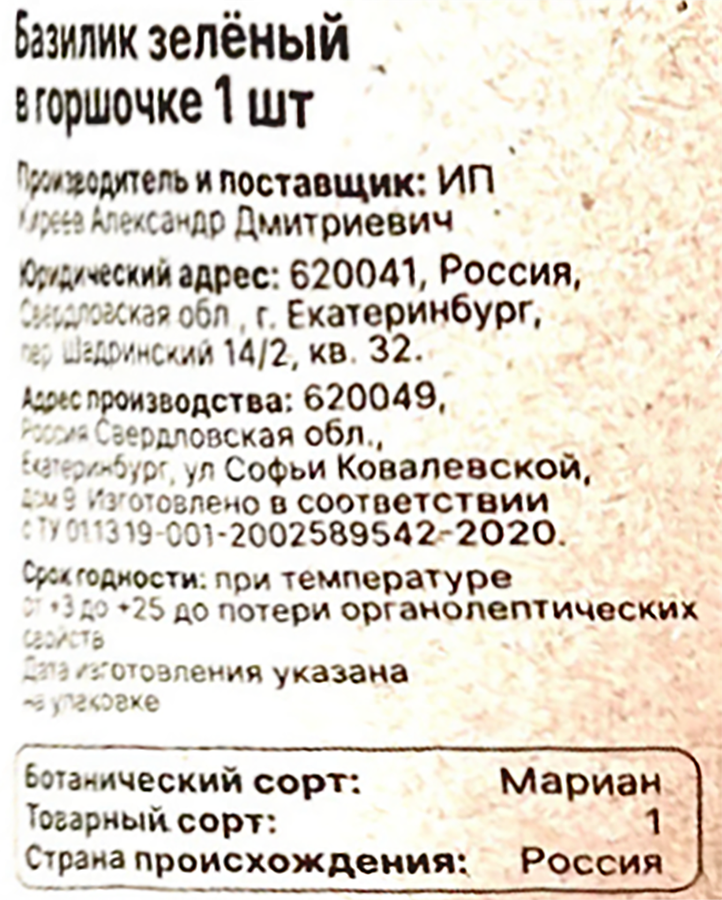 Базилик зеленый ТРАВКИ С ГРЯДКИ, в горшочке, превью