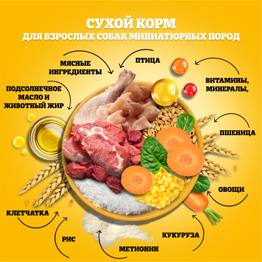 Корм сухой для взрослых собак PEDIGREE полнорационный, для миниатюрных пород, 500г, предпросмотр