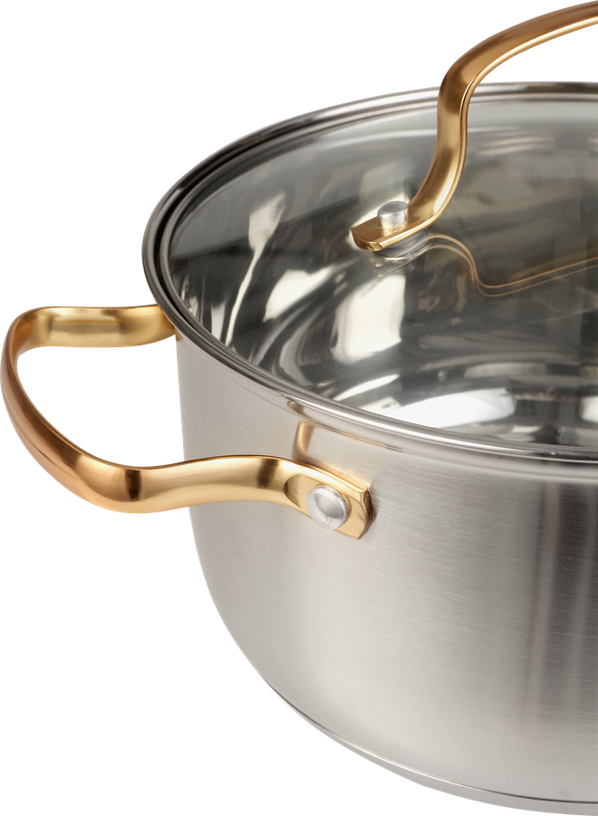 Кастрюля HOMECLUB Copper с крышкой, нержавеющая сталь, индукция, ручки матовое золото, 3л, Арт. GSG-03, предпросмотр