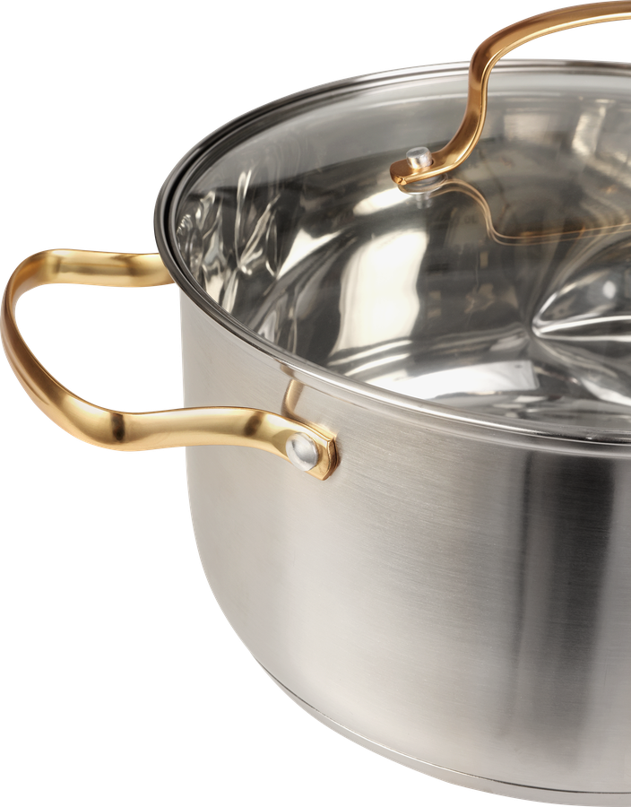 Кастрюля HOMECLUB Copper с крышкой, нержавеющая сталь, индукция, ручки матовое золото, 5.5л, Арт. GSG-05, превью