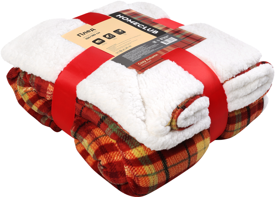 Плед HOMECLUB Cozy Autumn 150x180см, коралл с шерпой, Арт. WI-CM4, превью