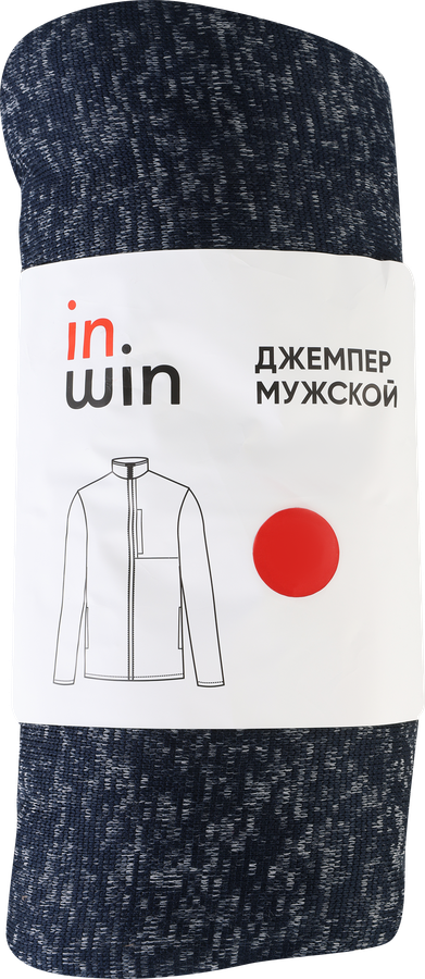 Джемпер мужской INWIN с карманом, синий меланж, флисовый, Арт. AW25118-01, предпросмотр
