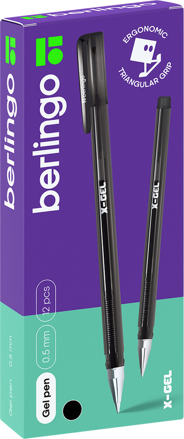 Ручка гелевая BERLINGO Tribase Gel grip, черный, 0,5мм, грип, предпросмотр