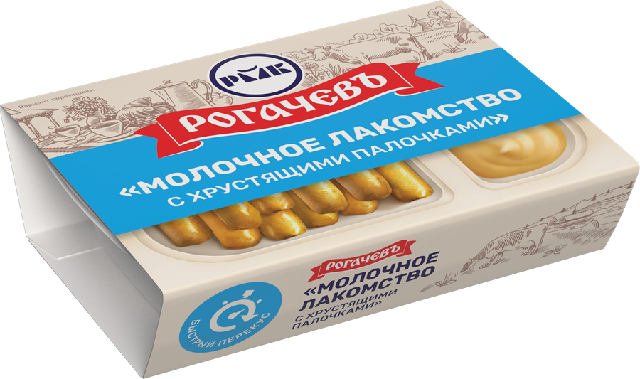 Молоко сгущенное РОГАЧЕВЪ Молочное лакомство, с хлебными палочками, 47г, предпросмотр