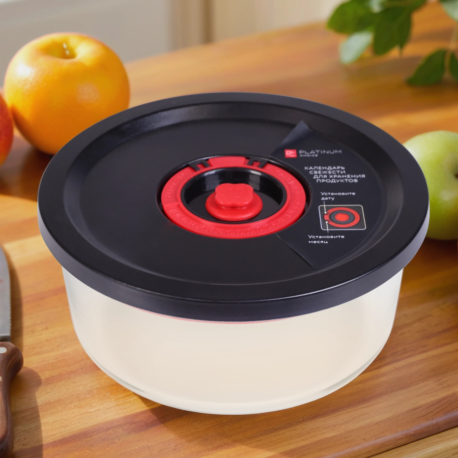 Контейнер PLATINUM CHOICE Smart Cook, герметичный, круглый, жаропрочное стекло, силикон, 820мл, Арт. RKS-1, превью