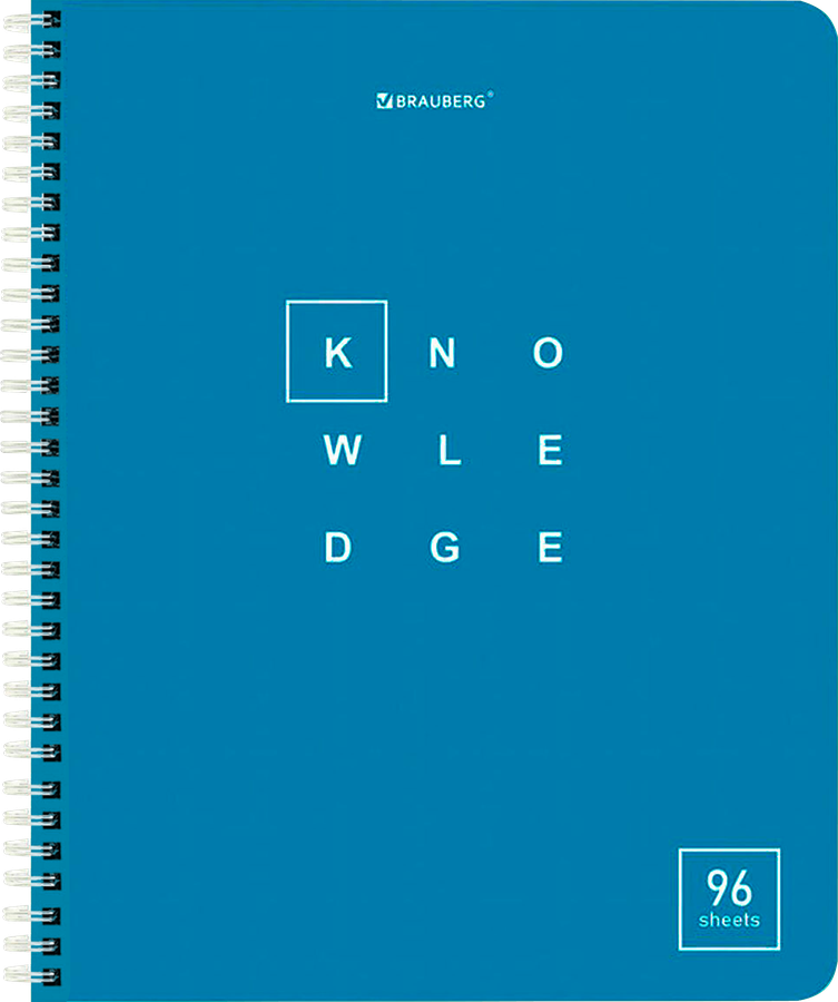 Тетрадь BRAUBERG Knowledge А5, 96 листов, на гребне, в клетку, обложка картон, Арт. 404421, превью