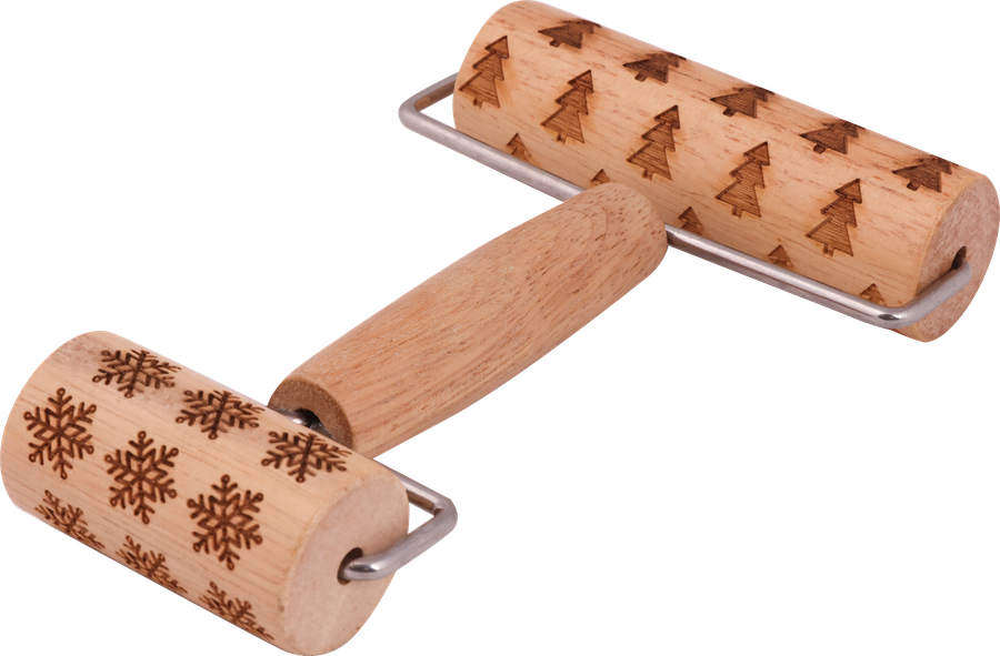 Скалка HOMECLUB Rustic 17,5х11,5см, двусторонняя с узором, дерево, нержавеющая сталь, Арт. NFNY-2, превью