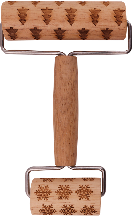 Скалка HOMECLUB Rustic 17,5х11,5см, двусторонняя с узором, дерево, нержавеющая сталь, Арт. NFNY-2, превью