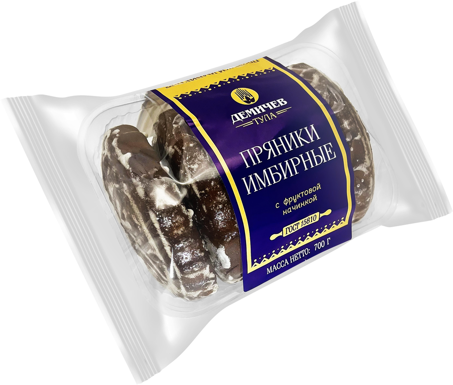 Пряник ДЕМИЧЕВ Имбирный печатный, с фруктовой начинкой, 700г, превью