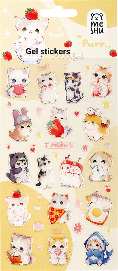 Наклейки гелевые MESHU Cute kittens, 10х23см, превью