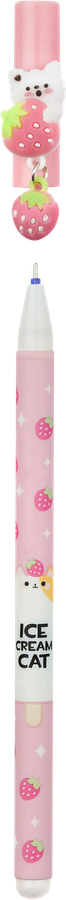Ручка гелевая MESHU Friendsberry, стираемая, синий, 0,5мм, с топпером, предпросмотр