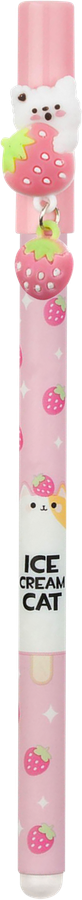 Ручка гелевая MESHU Friendsberry, стираемая, синий, 0,5мм, с топпером, предпросмотр