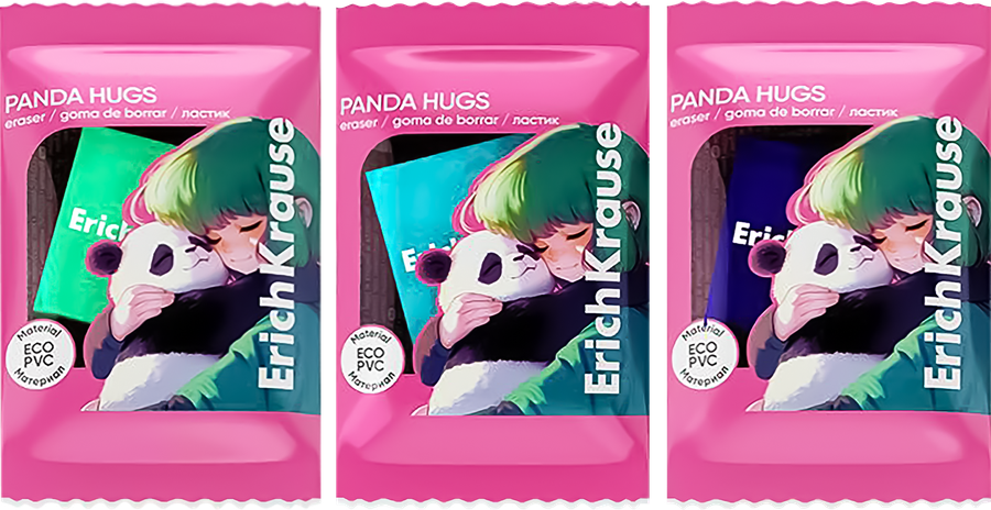 Ластик ERICHKRAUSE Panda Hugs, супермягкий квадратной формы, предпросмотр
