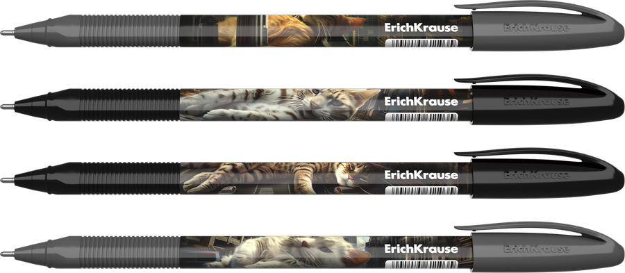 Набор шариковых ручек ERICHKRAUSE U-108 Stick Big City Cats 1.0, синий, 4шт, превью