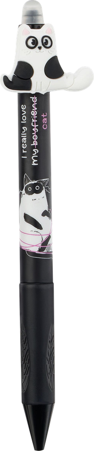 Ручка гелевая MESHU Funny cats, стираемая, автоматическая, синий, 0,5мм, с топпером, в ассортименте, предпросмотр