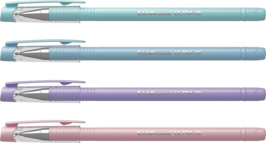 Набор шариковых ручек ERICHKRAUSE Ultra-20 Stick Pastel 0.7, синий, 4шт, предпросмотр