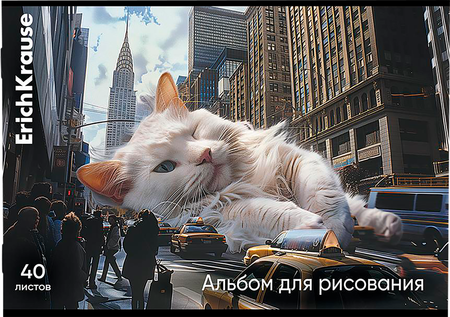 Альбом для рисования ERICHKRAUSE Big City Cats, на скобе, А4, 40 листов, превью