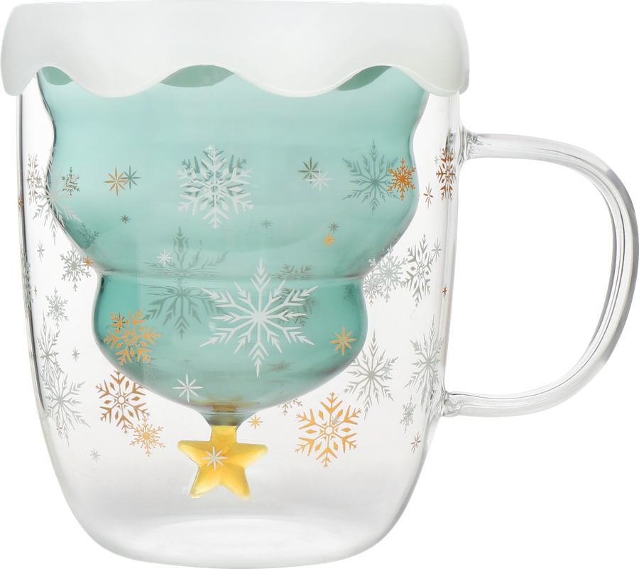 Кружка HOMECLUB Christmas Tree, с крышкой, двойное стекло, 300мл, п/у, Арт. KTDW0166-P-GJ, предпросмотр